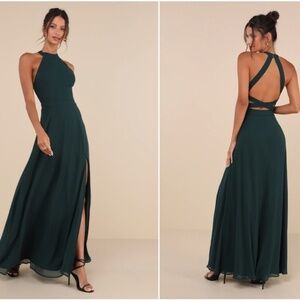 LULU's Sexy Prom Special Event Wedding Bridesmaid Flowy Chiffon Gown NWOT
